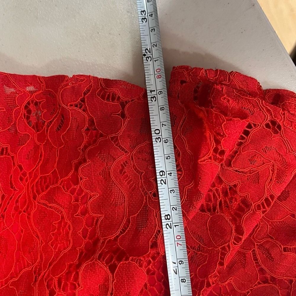 Chic Red Lace Ruffle Mini Dress - Picture 10 of 13